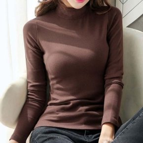 기모 슬림 하프 목폴라티 여성 터특넥 목티 베이직