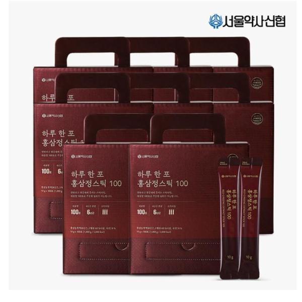국내산 6년근 하루 한포 홍삼정 스틱100 10g 100포 x 8세트 (총 800포) 선물세트 (S36194050)