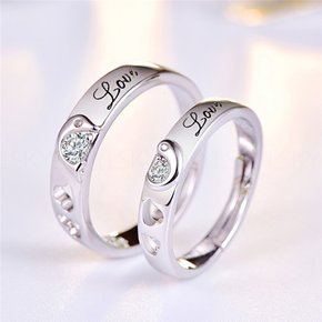 RC85SET Silver 돌고래 Love 은반지 커플링