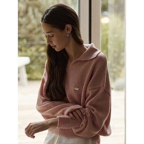 Deep v neck loose fit knit - vintage pink