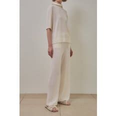 merino wool 70% silk 30%  ribbed knit pants - White