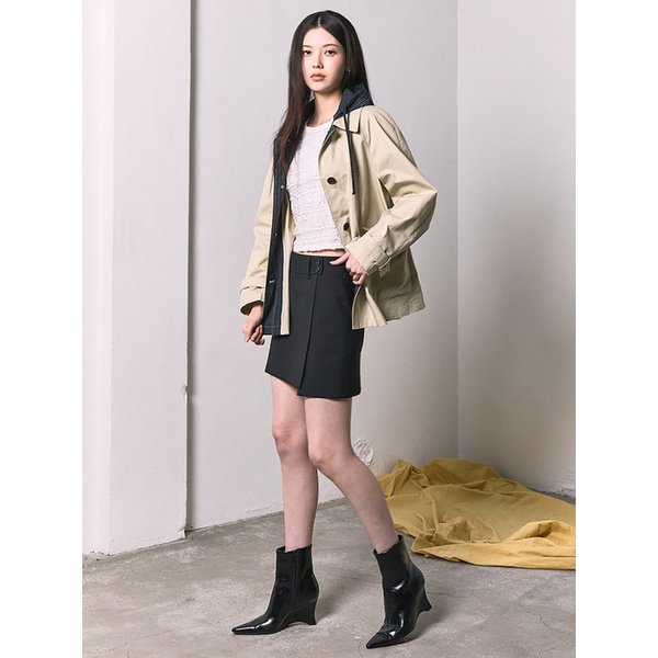 Belted Mini Skirt  Black (KE6227M065)