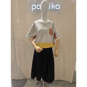 파프리카 밑단 포인트 투톤 라운드 티셔츠XK2TS404J