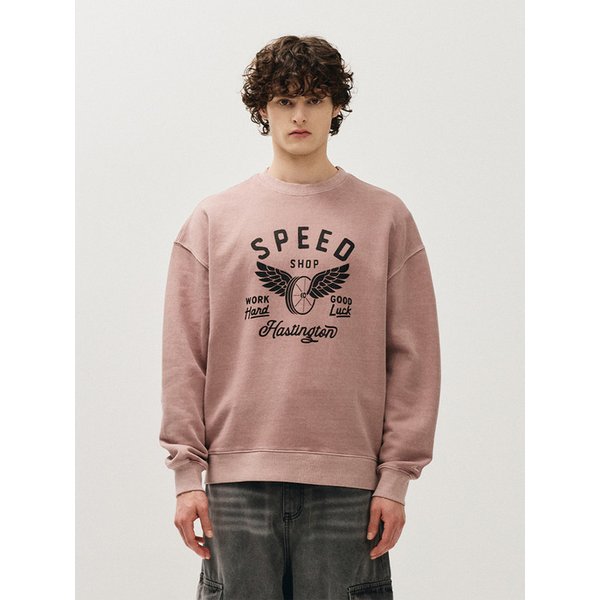 피그먼트 워싱 스피드휠 스웨트셔츠_핑크