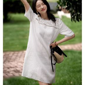 시원소재 레이스펀칭네크라인 원피스 3BB2CE_P397121034