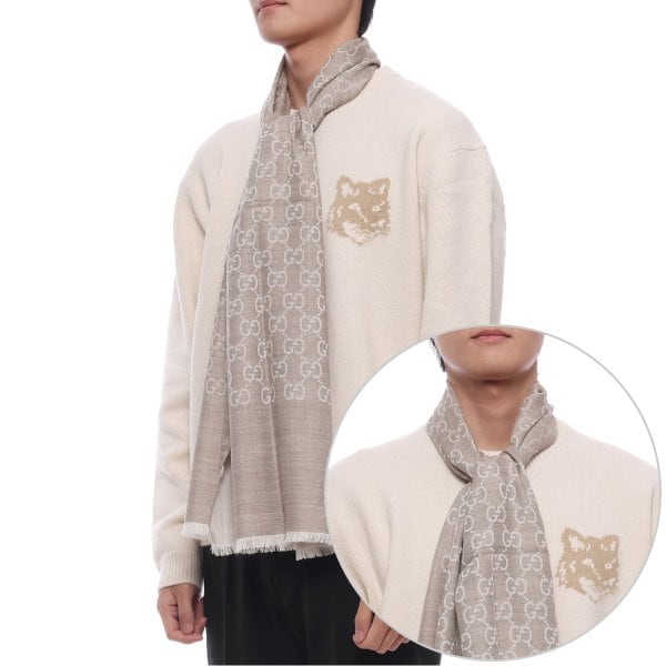 [부산점] 25FW 남성 GG 자카드 울 실크 머플러 (165904 3G646 9500 M 25F)