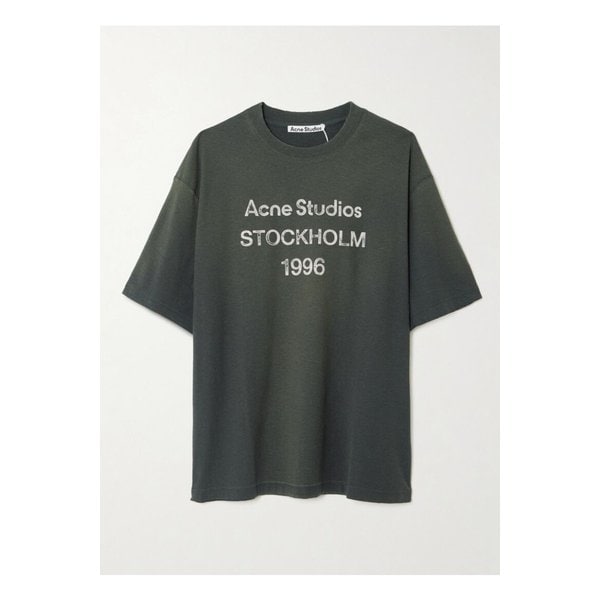 프린트 디스트레스  코튼 저지 티셔츠 다크 그레이 46376663162861420