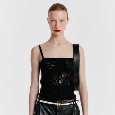 EENK YIZ Panelled Lace Knit Top - Black