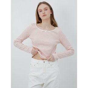 stripe ribbon long sleeve (pink melange)