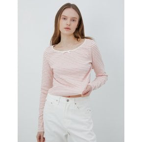 stripe ribbon long sleeve (pink melange)