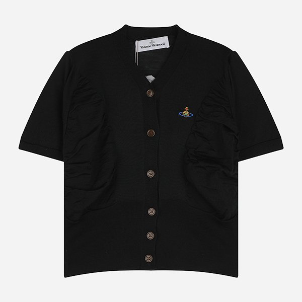 [시흥점] [비비안 웨스트우드]6S 1803007E Y001A N402 ORB 파멜라 울 실크 반팔 가디건 블랙