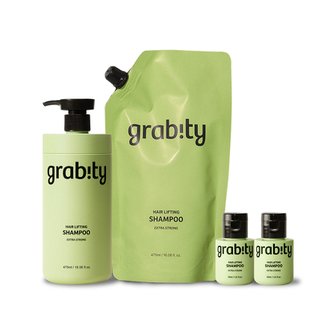 grabity 그래비티 헤어리프팅 샴푸 엑스트라스트롱 리필 세트(475ml본품+475ml리필+미니30ml2개)