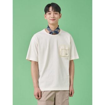 빈폴 [Green] [B-Cycle] 우븐 포켓 라운드 티셔츠 - 아이보리 (BC3342N190)