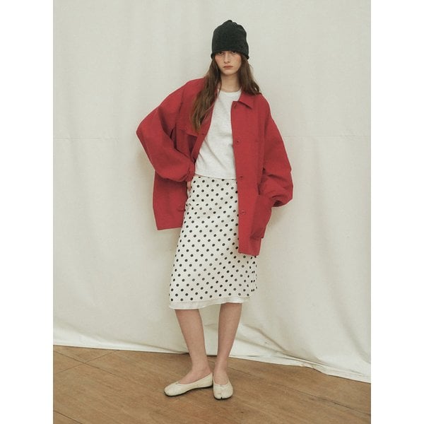 Layered Dot Midi Skirt_CTS626(White)