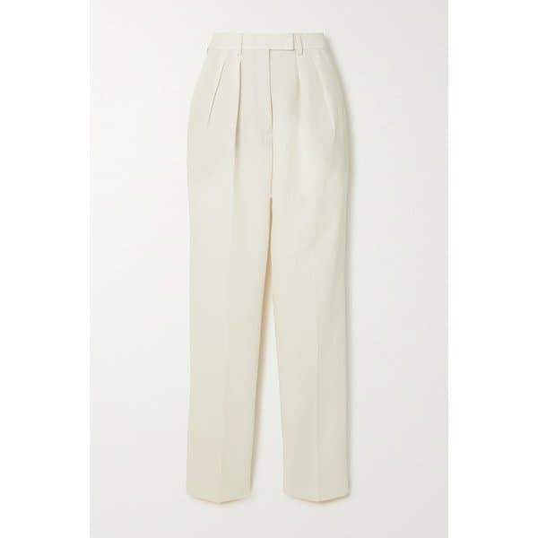 피델리아 플리츠 코튼 리넨 혼방 테이퍼드 팬츠 오프 화이트 1647597303705203
