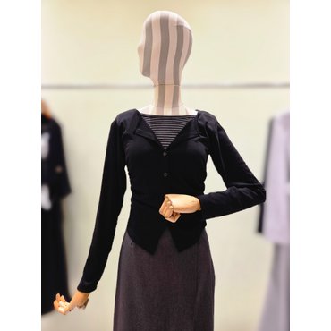 LINE [라인어디션] (N755) 가디건 레이어드 티셔츠 (NVTSPI9800)