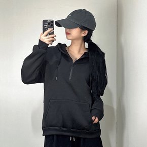 오버핏 반집업 기모 무지 후드티 [2color 남녀공용 후드 루즈핏 아방핏 벌룬 여성 집업 짚업]