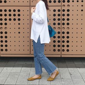 여성 모달 면 롱 티셔츠 기본 옆 트임 박스 간절기_P348425243