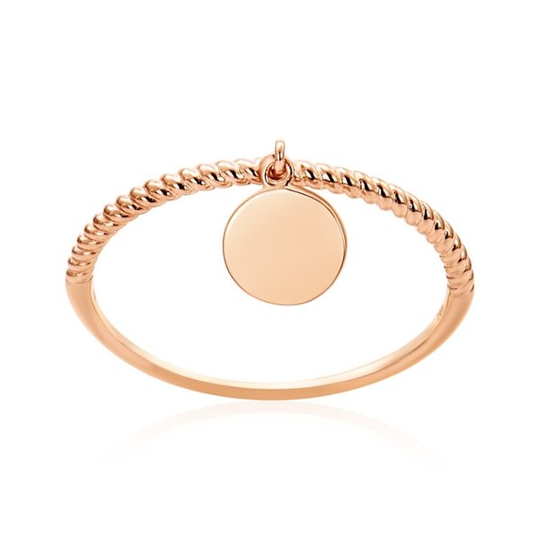 [비앤비골드] 18K 원형 코인 각인 커스텀 트위스트 반지 MNR41947