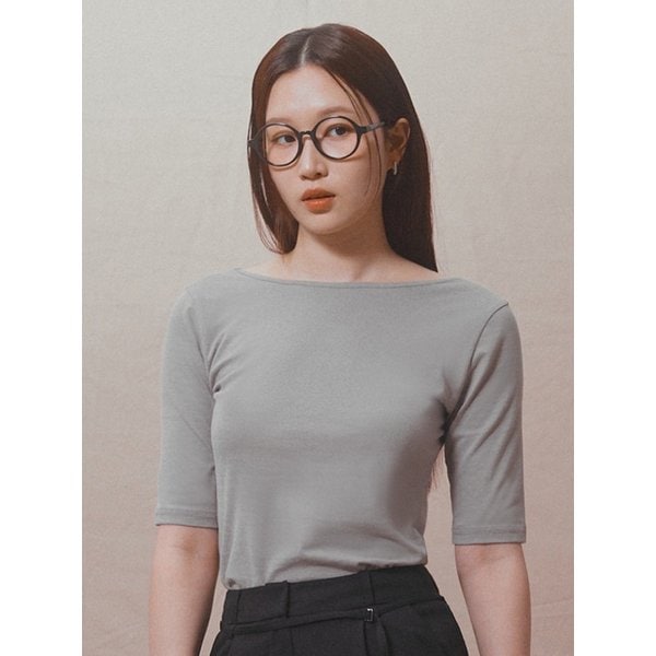 [SPNK] 백 오픈 코튼 티셔츠_그레이