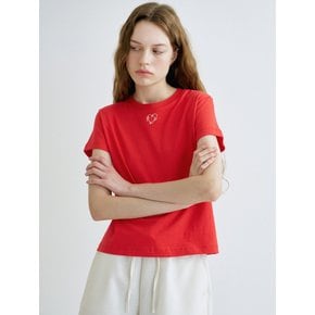 S Heart Embroidery Tshirt_Red