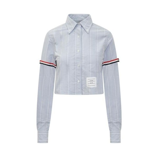26SS 톰브라운 스트라이프 옥스포드 암밴드 크롭 셔츠 FLL183O F0660 415 NAVY DOM