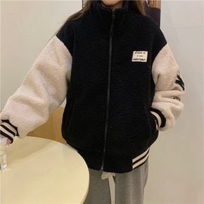 / 모던캐주얼 소매 배색 뽀글이 후리스 점퍼 SNY_0012
