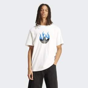 [남녀공용] 루즈한 핏과 화사한 스타일이 돋보이는 FLAMES 로고 반팔 티셔츠(IS2944)