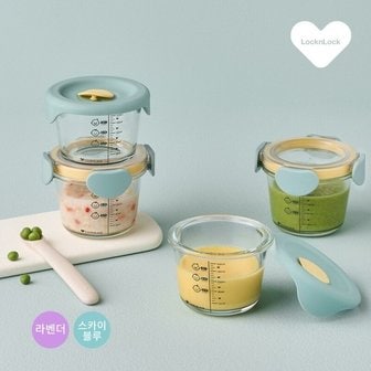 락앤락 리틀럽 디어 이유식용기 원형 260ml 4P 혼합세트 - 라벤더/스카이블루