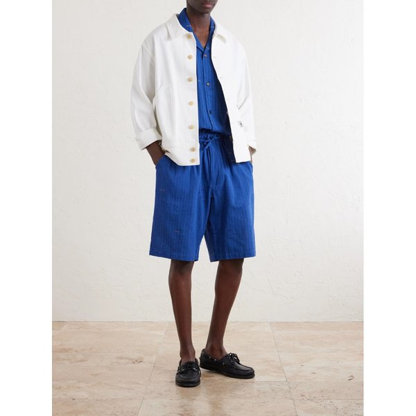 로널드 컨버터블 칼라 자수 스트라이프 코튼 셔츠 46376663163099387