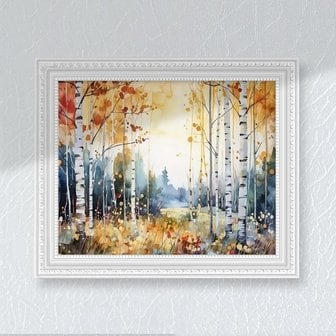  백자작나무 풍경화 숲속길 가을 단풍 힐링 DIY 그림그리기 명화 인테리어액자 캔버스 유화세트