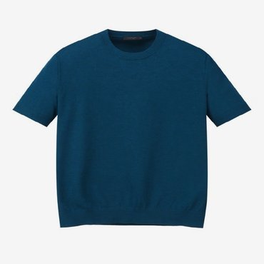 질스튜어트뉴욕 [24SS][Essential] 다크터콰이즈블루 실크 터치 라운드 니트 (JNSW4B006T3)