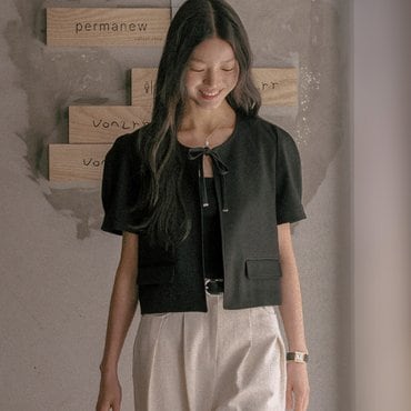 틸아이다이 Crop ribbon point jacket TISU01JK02_Black