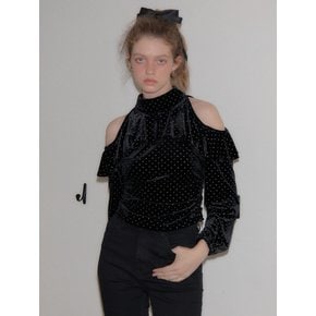 Shoulder Point Velvet Blouse