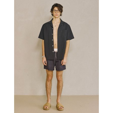 파도서울 Seersucker Open-collar Shirt Navy