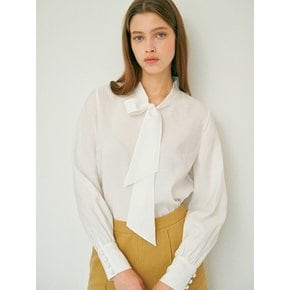 [주문제작][EJnolee White Flame] White Ribbon Tie Blouse