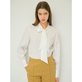 [주문제작][EJnolee White Flame] White Ribbon Tie Blouse