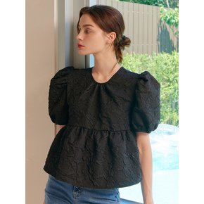 SUMMER PUFF HALF SLEEVE BLOUSE BLACK