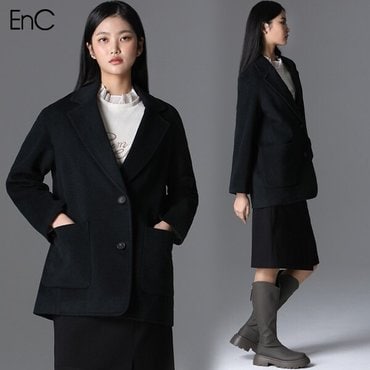 EnC 아웃 포켓 하프 울코트