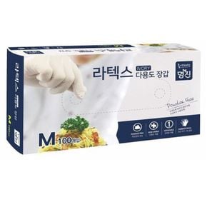 명진 다용도장갑 라텍스장갑 1통 100개입 (M)