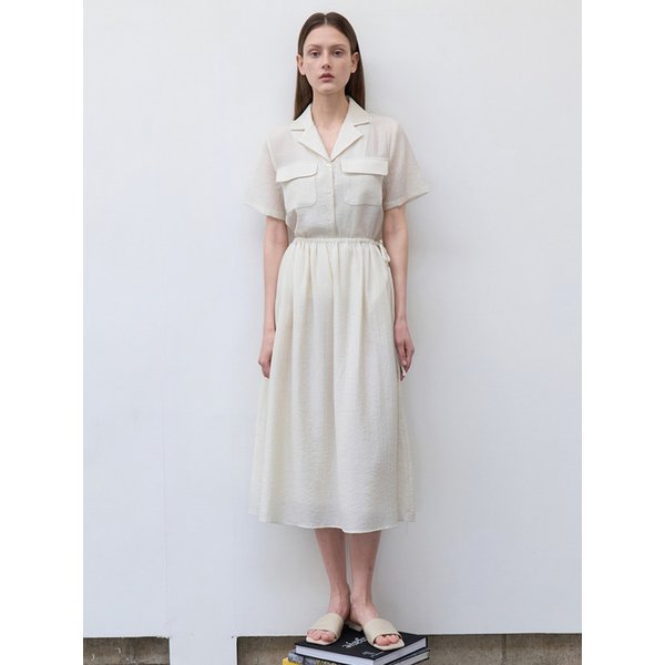 [세트] 로에 카라 셔츠 + 로에 스트랩 스커트 크림 amr2071