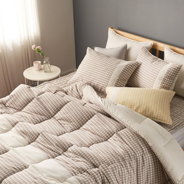 아밍 로슈아 체크 세미마이크로 차렵이불 SS 베개세트