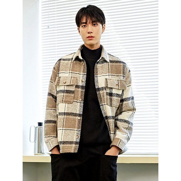 빅체크 아우터 셔츠 CXS23WWSHB09 BEI