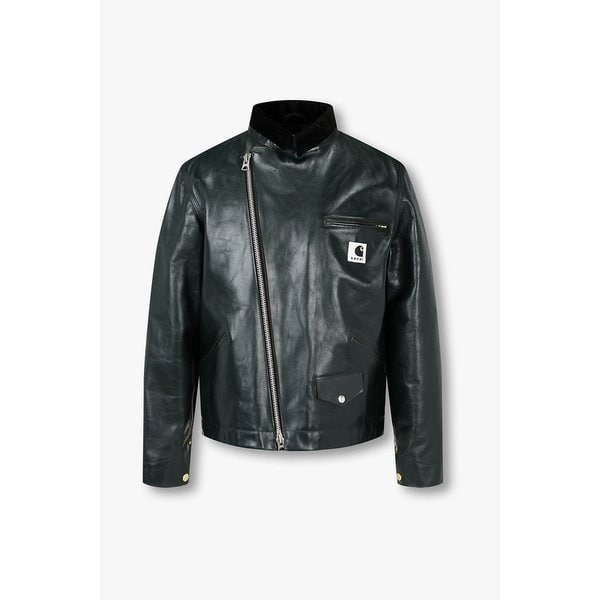 [CARHARTT WIP] 남성 지퍼드 레더 자켓 (다크 그린) 6425301701000