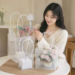 꽃 케이크 포장 쇼핑백 투명 선물 가방 답례품 보관함