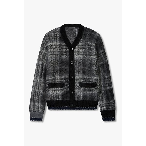 남성 플레이드 모헤어 블렌드 가디건 6425331104000