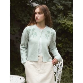 CAMEL CASHMERE  FLOWER CARDIGAN_PASTEL MINT GREEN