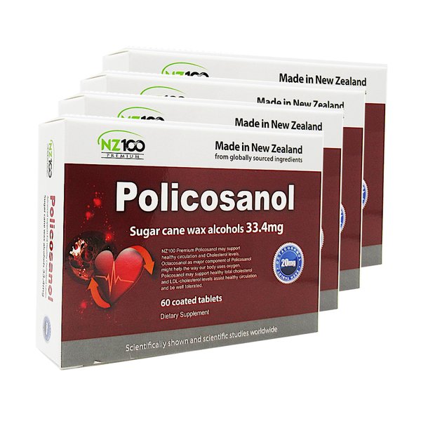 뉴질랜드 NZ100 Policosanol 폴리코사놀 33.4mg 60정 4개