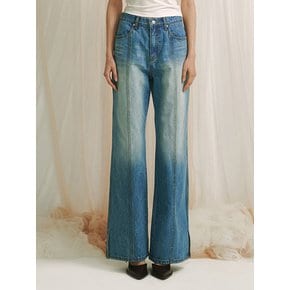 STRAIGHT WASHING DENIM PANTS - SKY BLUE