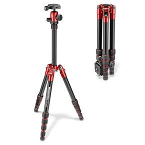 Manfrotto Element 여행 삼각대 레드 알루미늄 최대 내하중 4kg 5단 컴팩트 MKELES5RD-BH